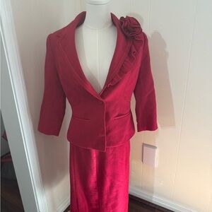 Red Blazer and Skirt Set